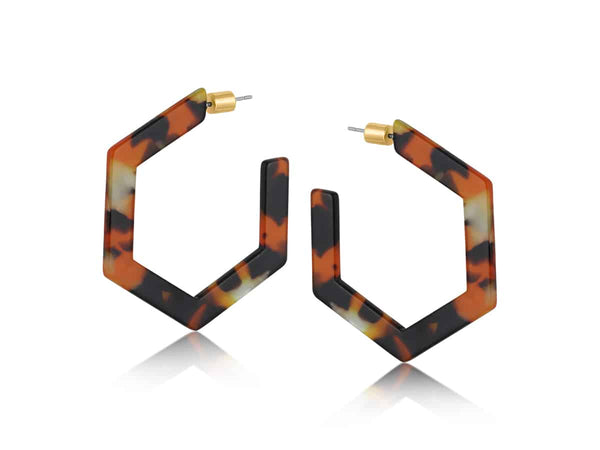 Hortense Hexagon Earrings | Orange