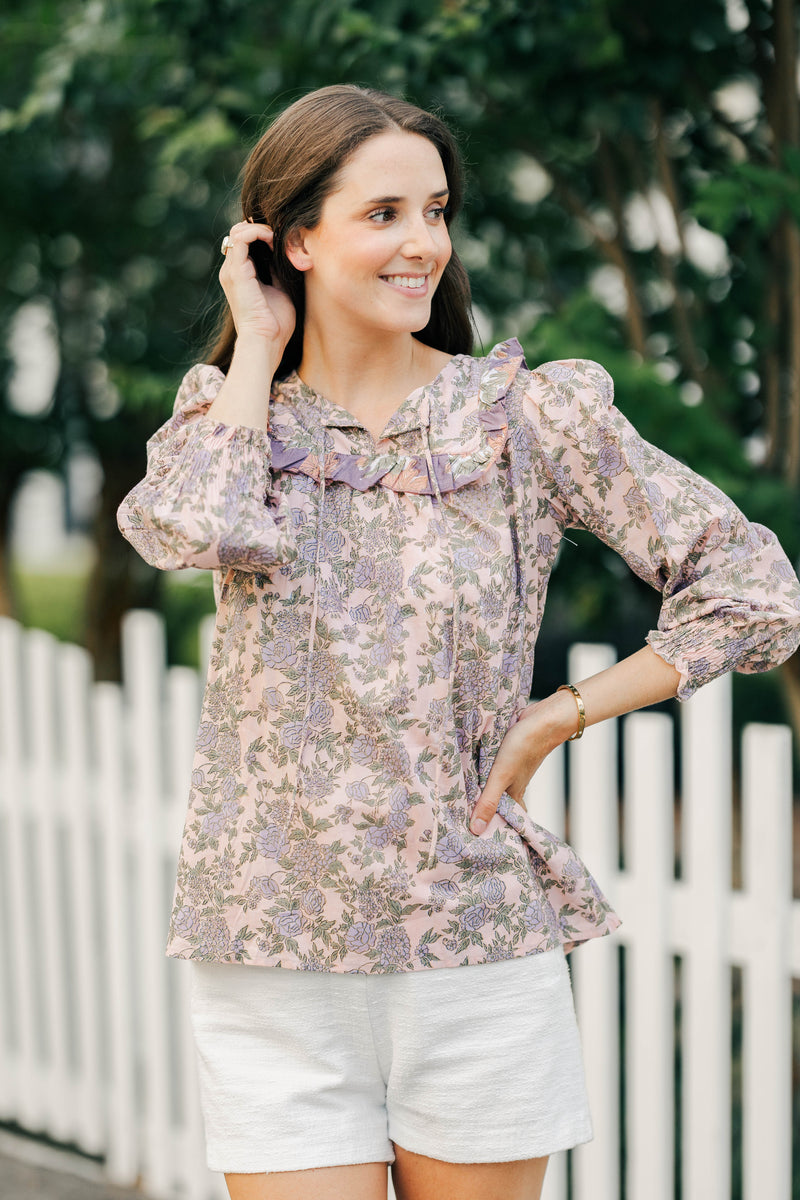 Victoria Dunn Catalina Blouse in Misty Lilac