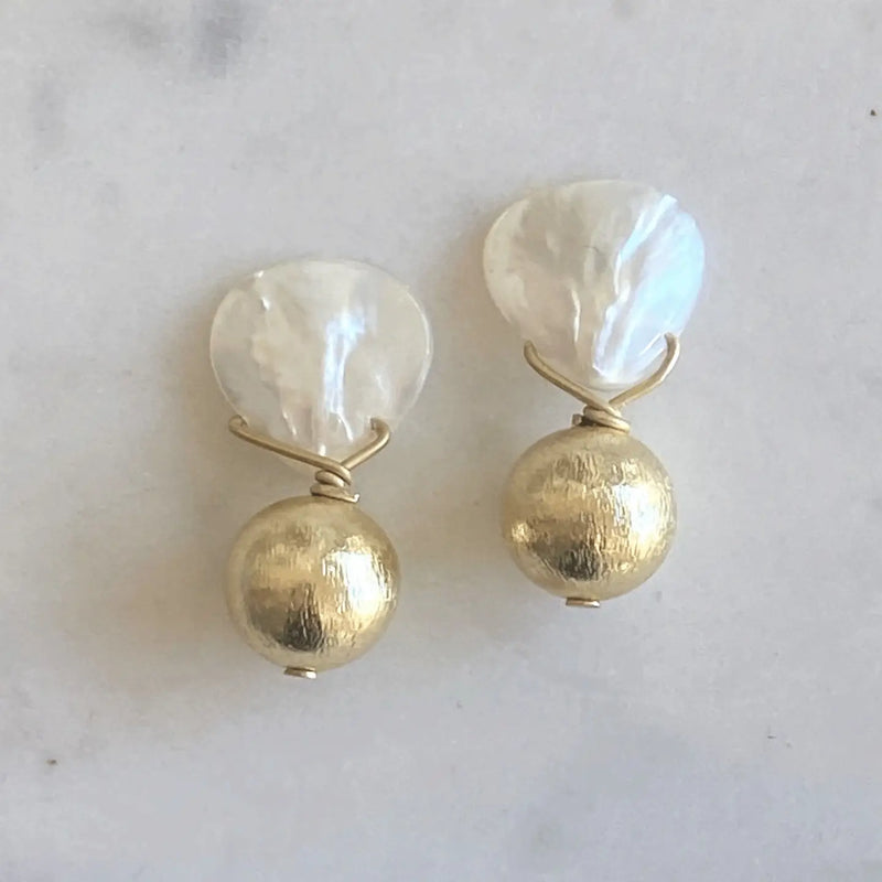 Bitty Mother of Pearl Earrings - Gold | Kori Green Designs