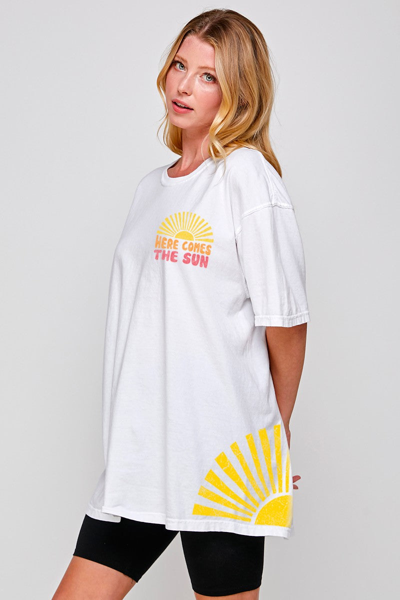 Here Comes The Sun Oversized Graphic Tee