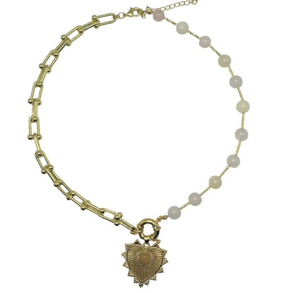 Intricate Heart Charm Necklace - Ivory