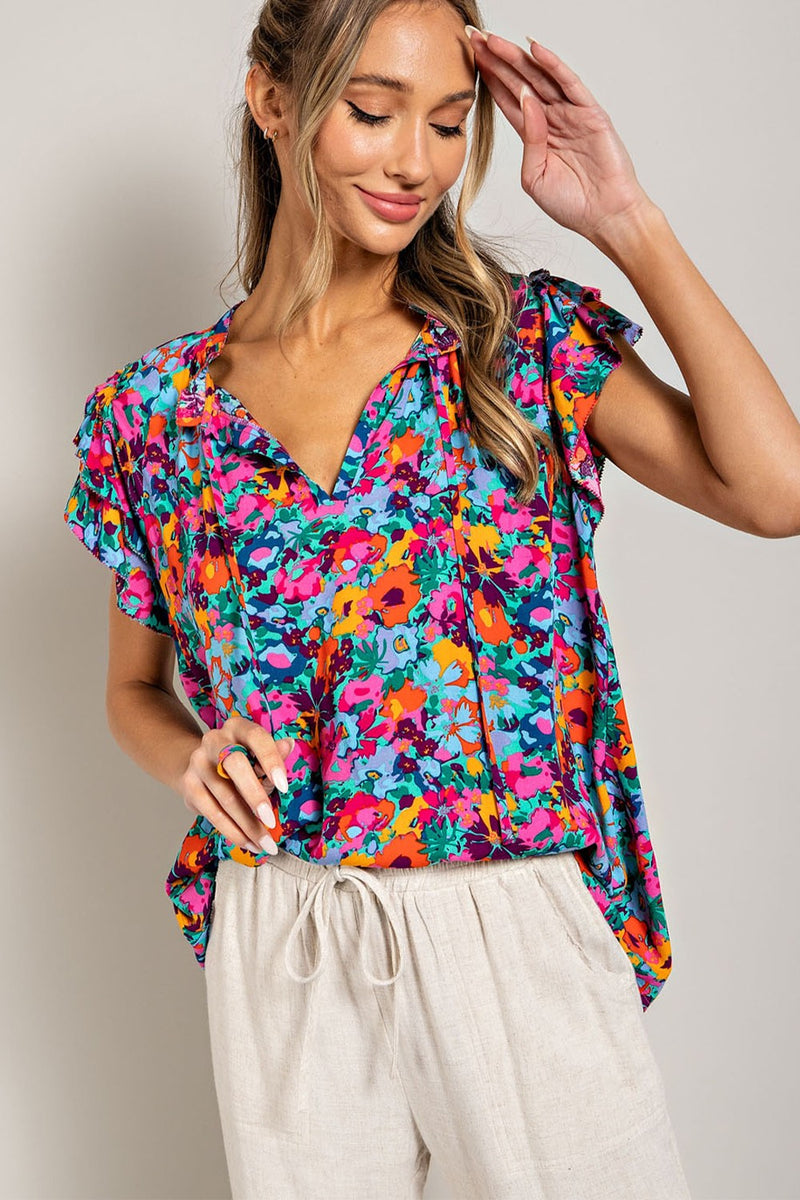 End Of Summer Floral Blouse