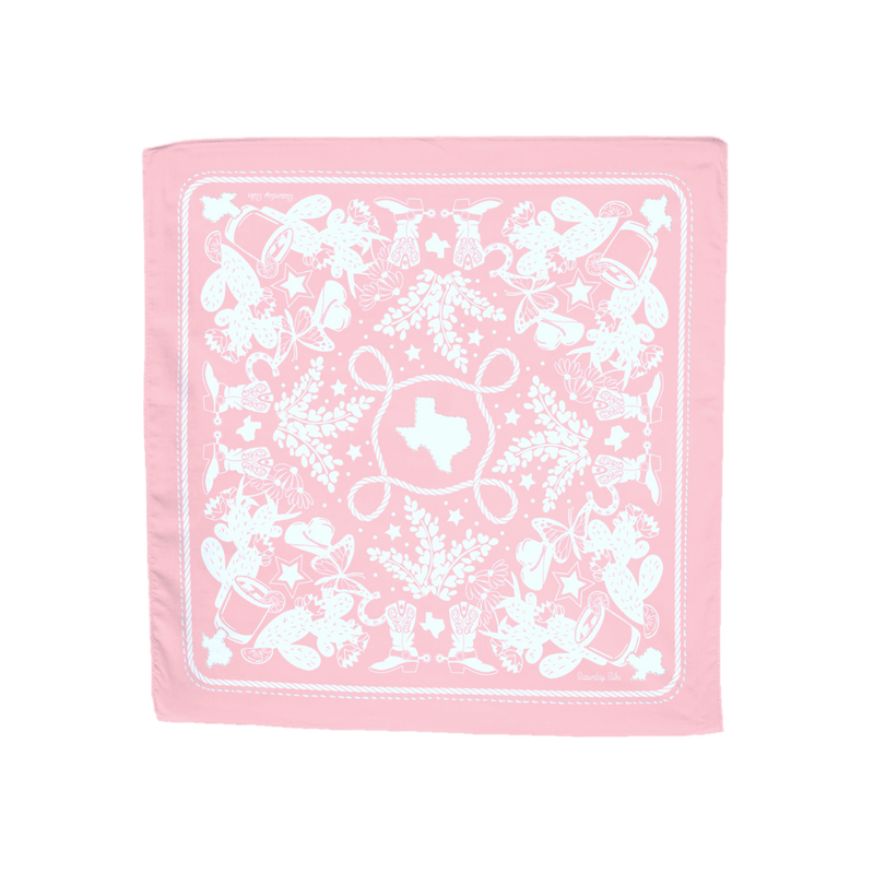 Texas Sun Embroidered Bandana - Pink Lady