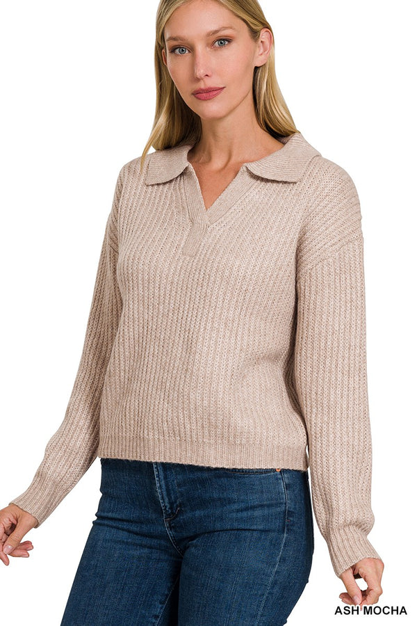 Ashy Collar Sweater