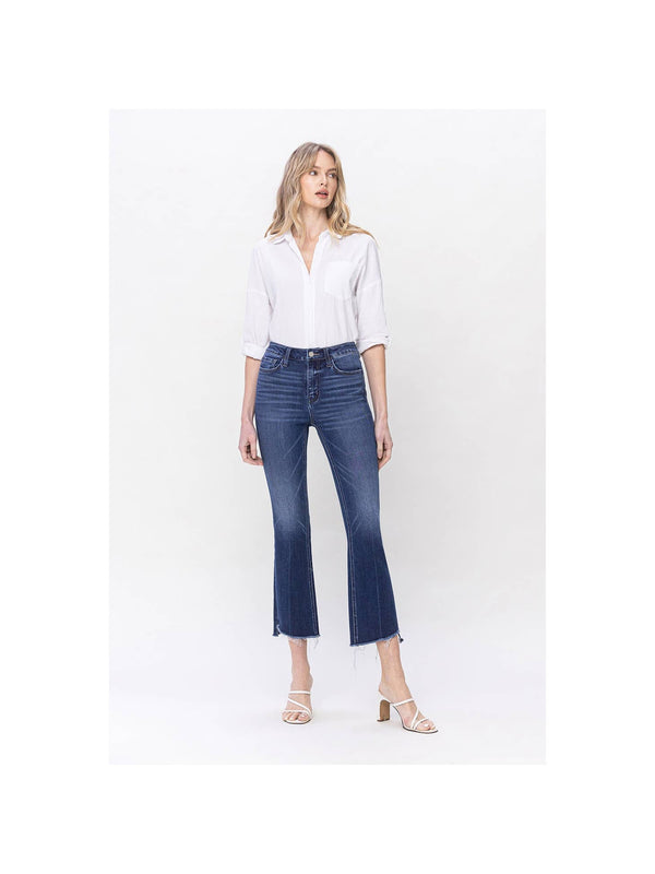 Dark Wash Cropped Kick Flares