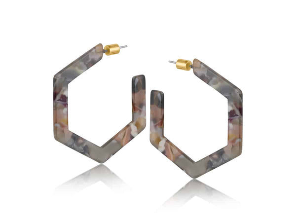 Hortense Hexagon Earrings | Grey