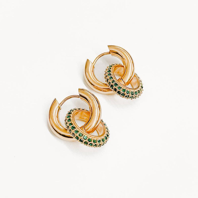 Double The Hoop Gold & Zirconia Earrings