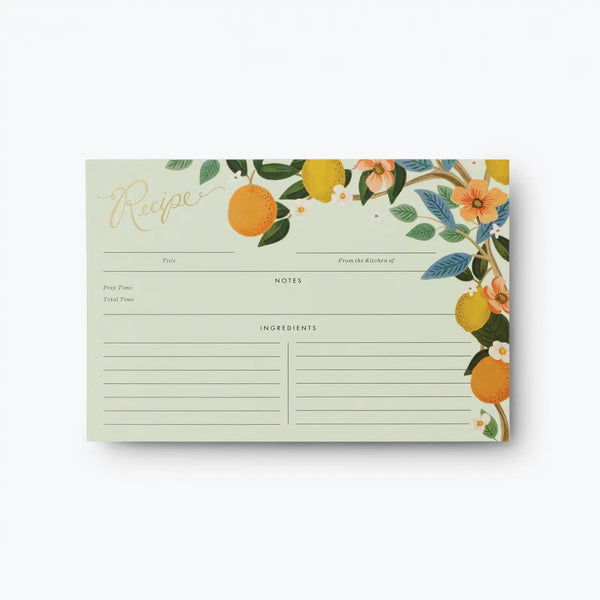 Pack of 12 Citrus Grove Recipe Card