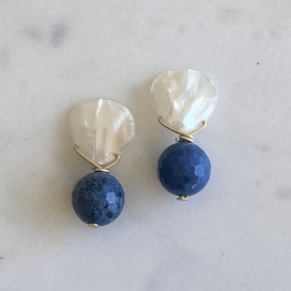 Bitty Mother of Pearl Earrings - Blue | Kori Green Designs
