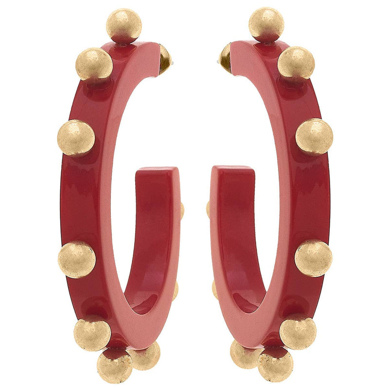 Kelley Studded Hoops - Red