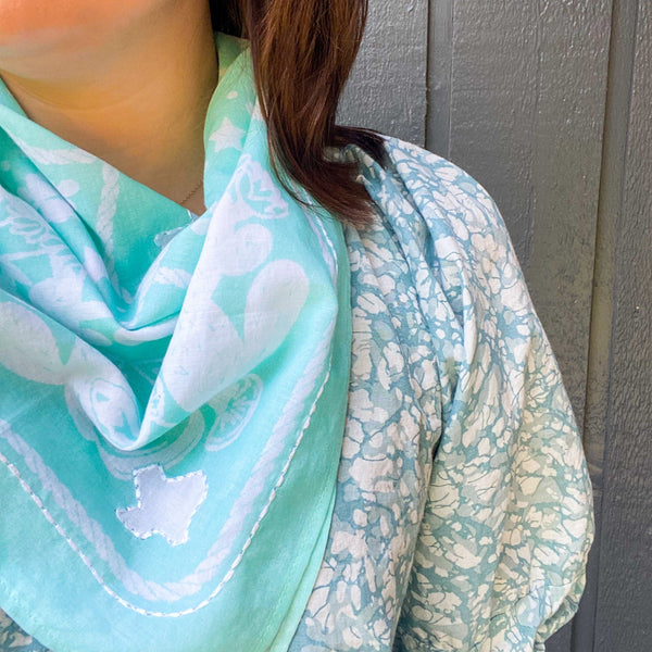 Texas Sun Embroidered Bandana - Light Bluebonnet