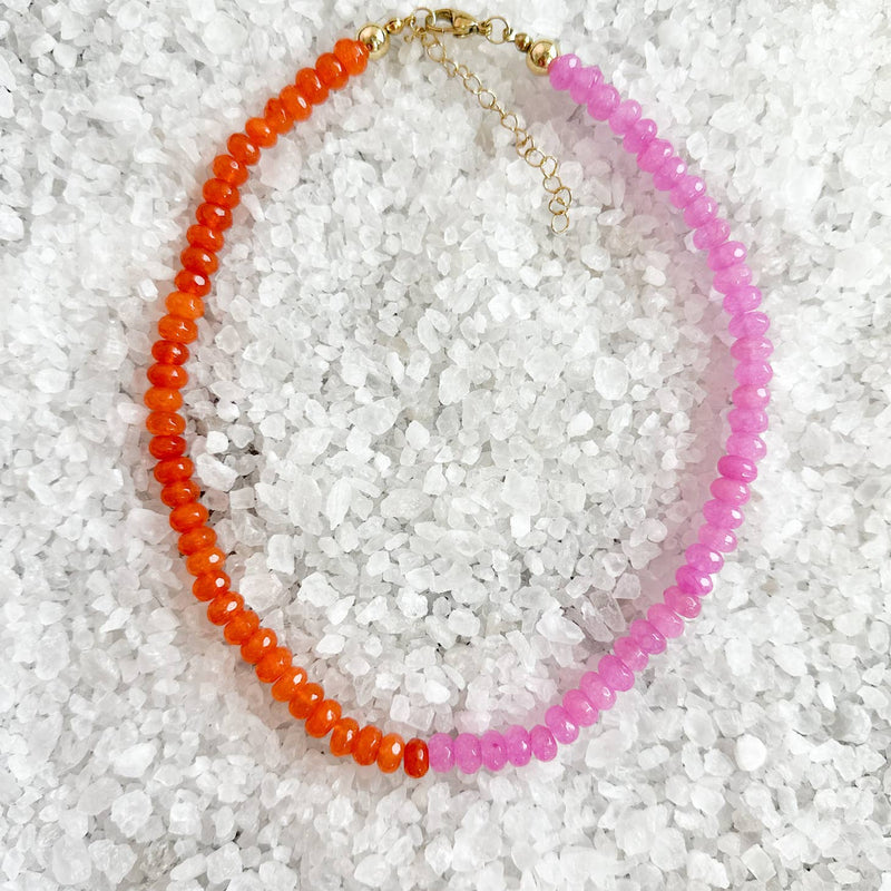 Pink & Orange Beaded Necklace