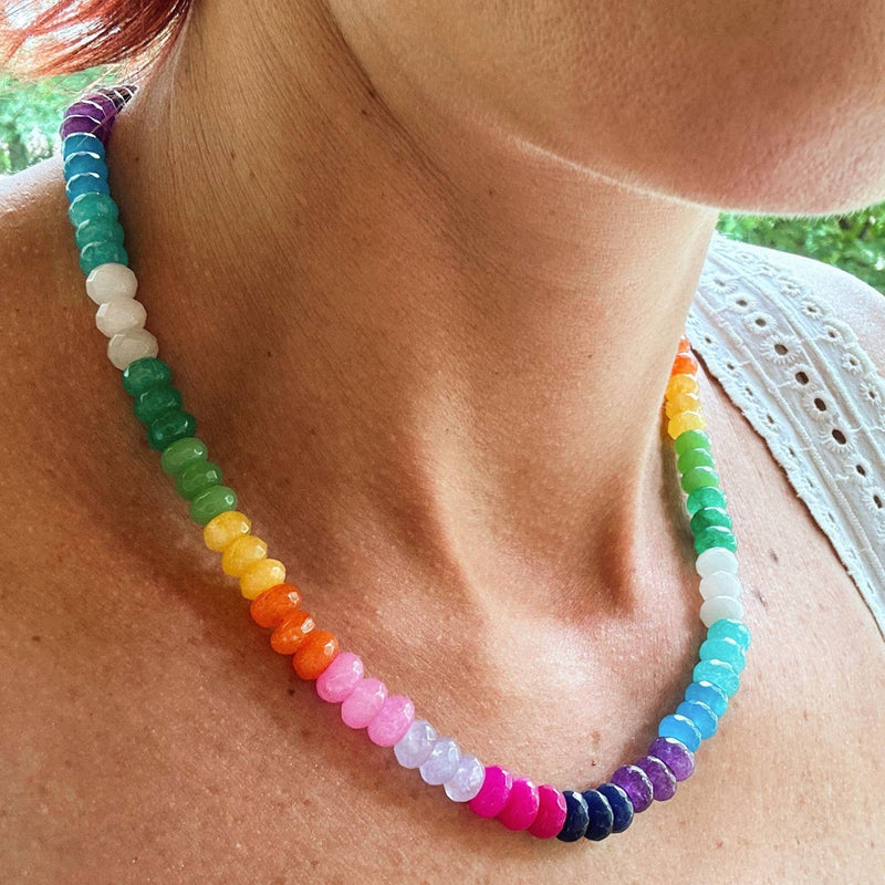 Rainbow Brite Glass Bead Necklace