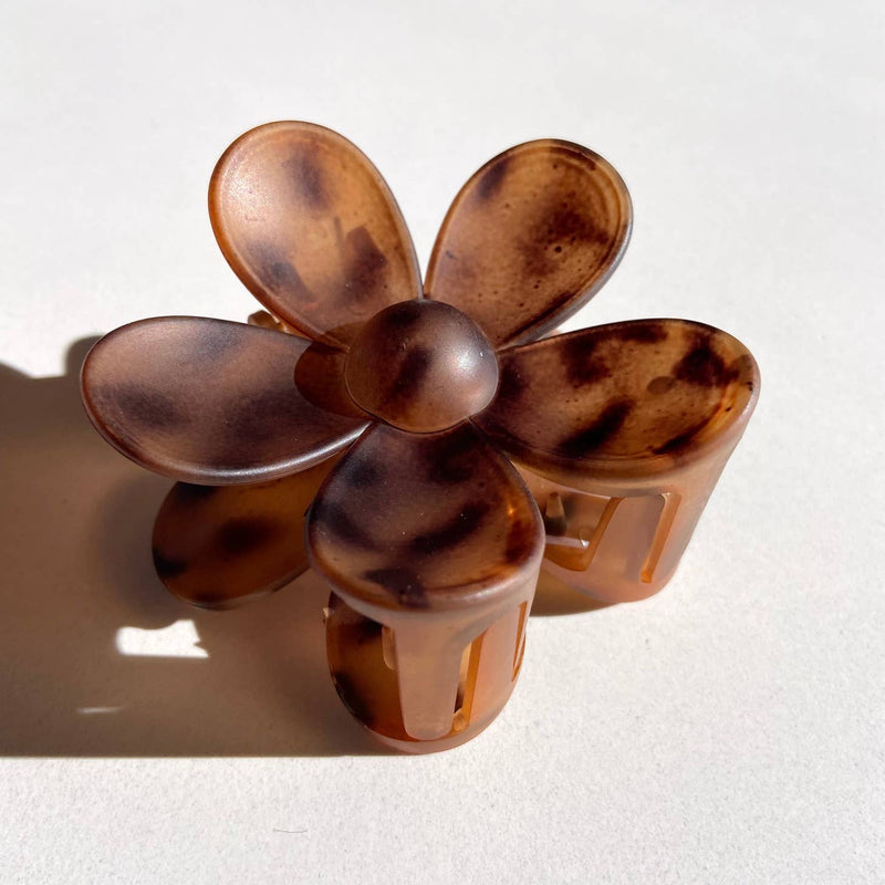Large Brown Flower Claw Clip