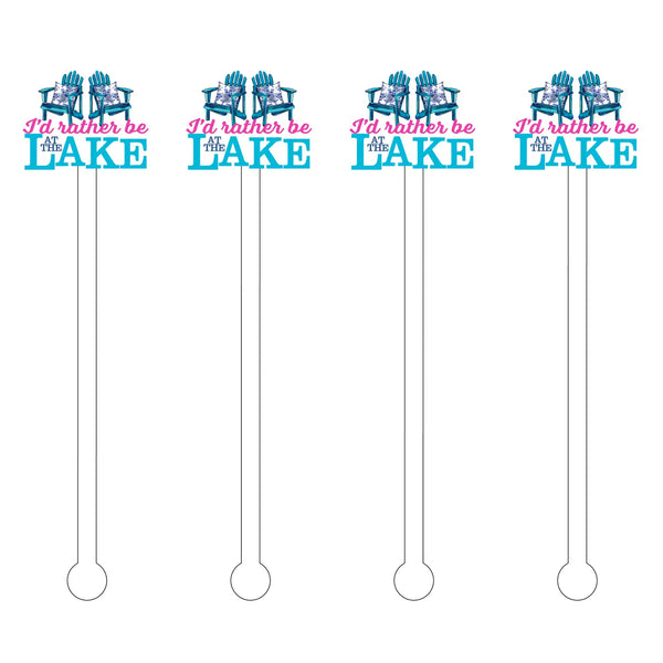 I'd Rather Be At The Lake Acrylic Stir Stick Combo
