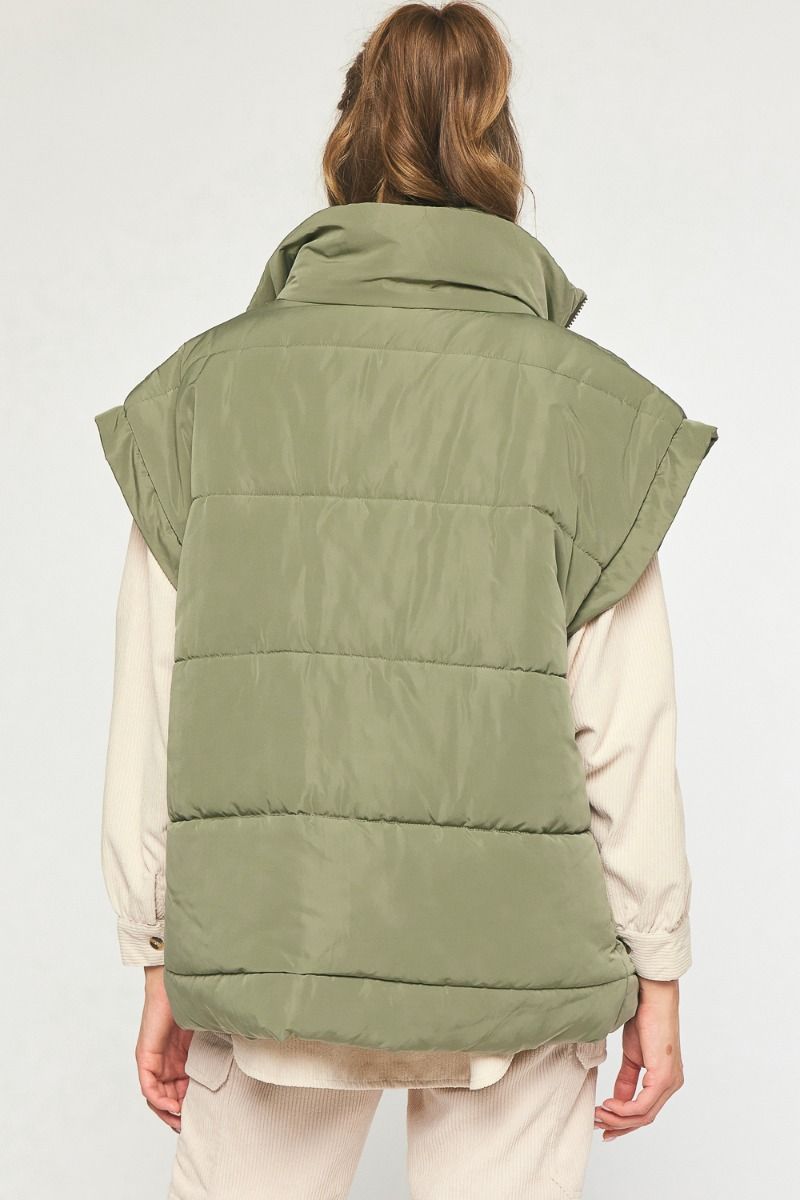 Throw On & Go Puffer - Army Green