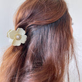 Pearl Flower Resin Claw Hair Clips