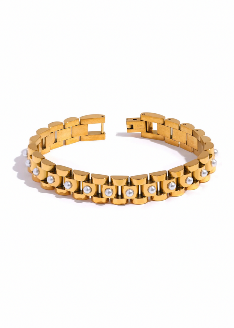 Pearl Wristwatch Chain Bracelet | HJane Jewels