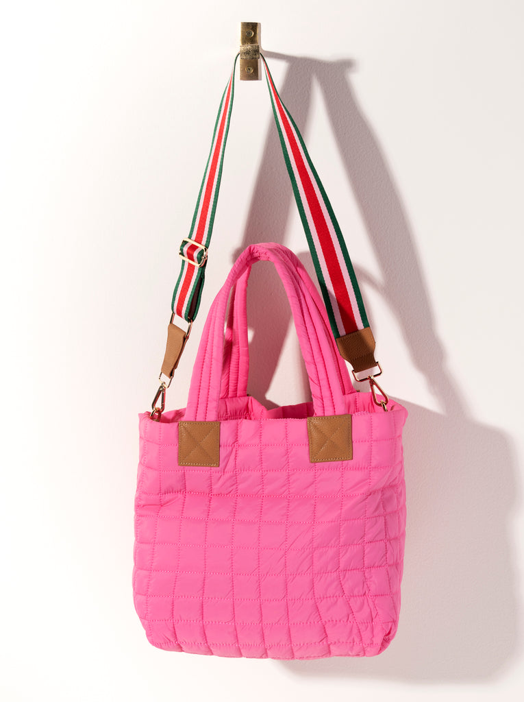 Ezra Quilted Tote - Hot Pink