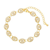 18K Pave' Crystal Link Adjustable Bracelet