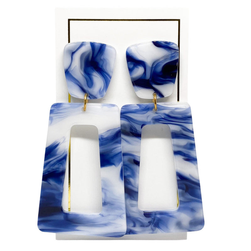 Kennedy Earrings -- Blue Marble