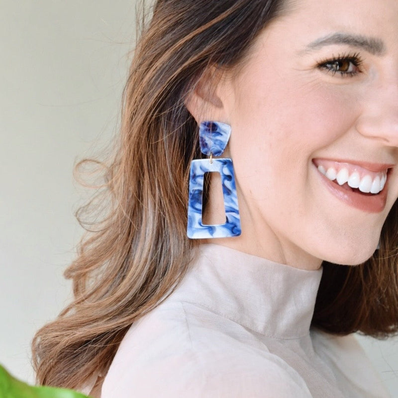 Kennedy Earrings -- Blue Marble