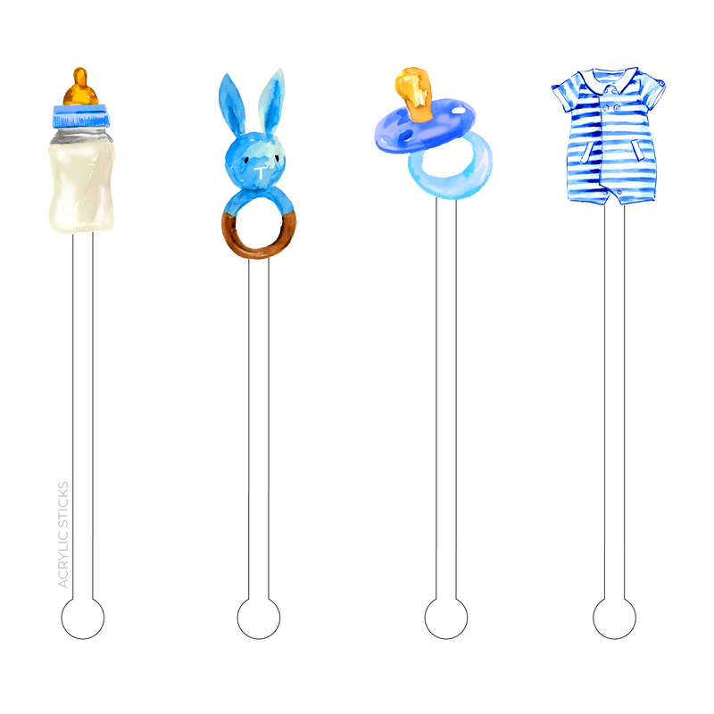 BABY BOY SHOWER ACRYLIC STIR STICKS COMBO