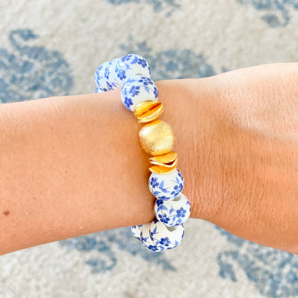 Candace Blue & White Stone Bracelet