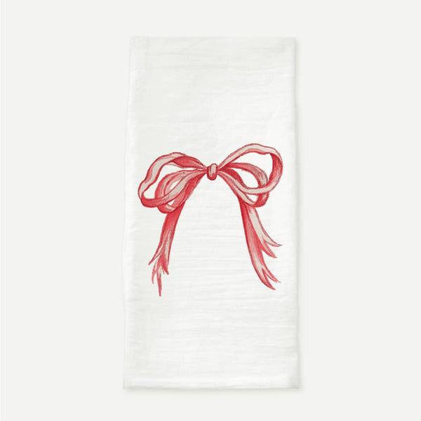 Red Grand Millennial Bow Tea Towel