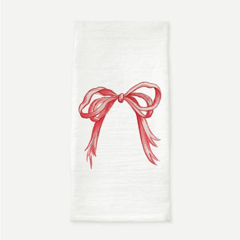 Red Grand Millennial Bow Tea Towel