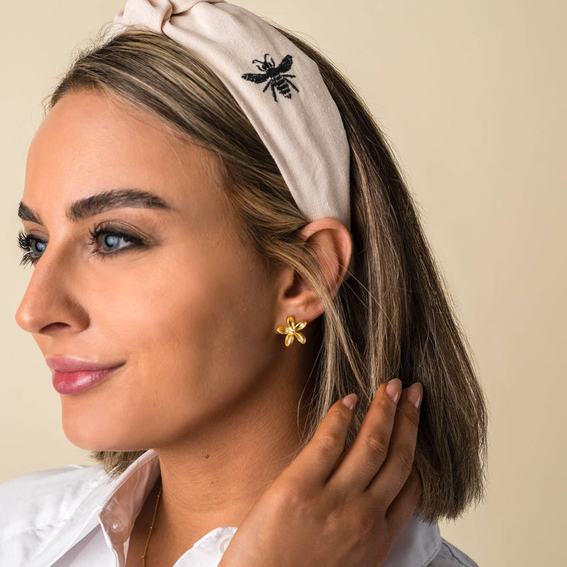 Celeste Bee Embroidered Headband