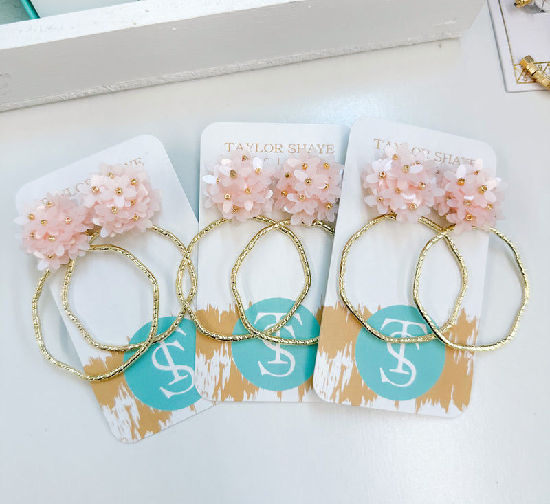 Pink Flower Cluster Earrings